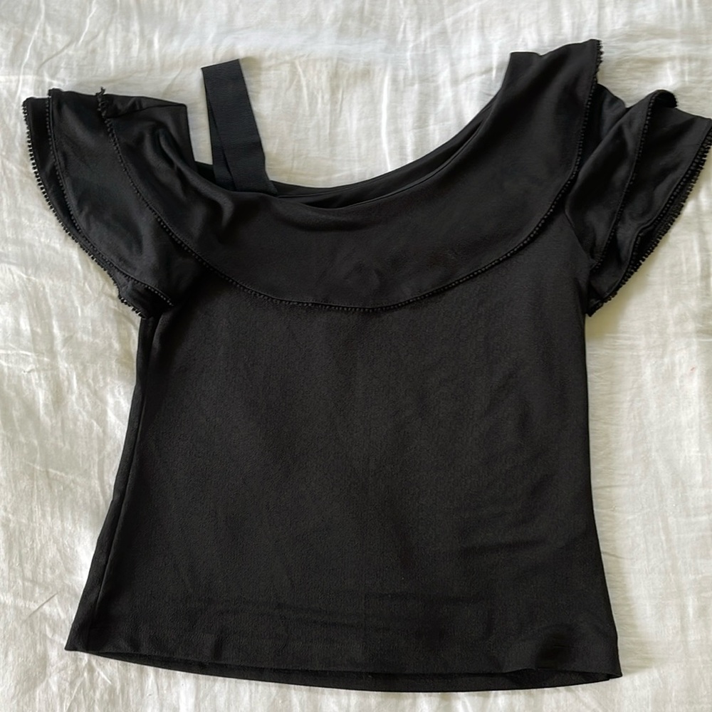 Banana Republic Black Ruffle Blouse